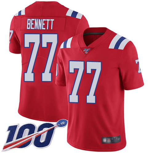 New England Patriots Football #77 100th Season Limited Red Men Michael Bennett Alternate NFL Jersey